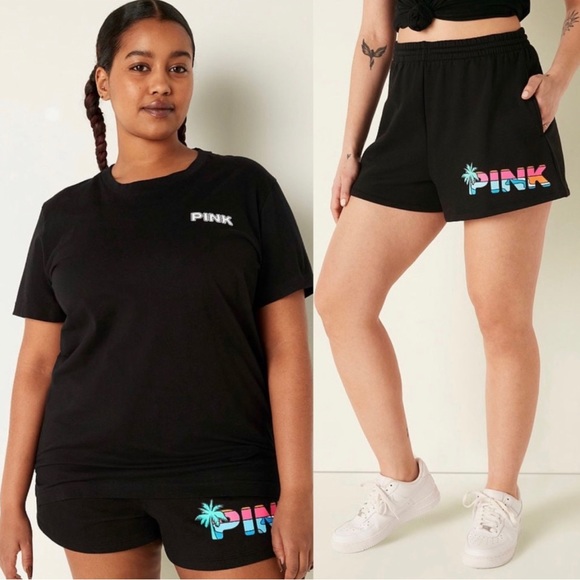 VS Pink SET Black Tropical Campus Tee & Black Tropical Shine 3.5